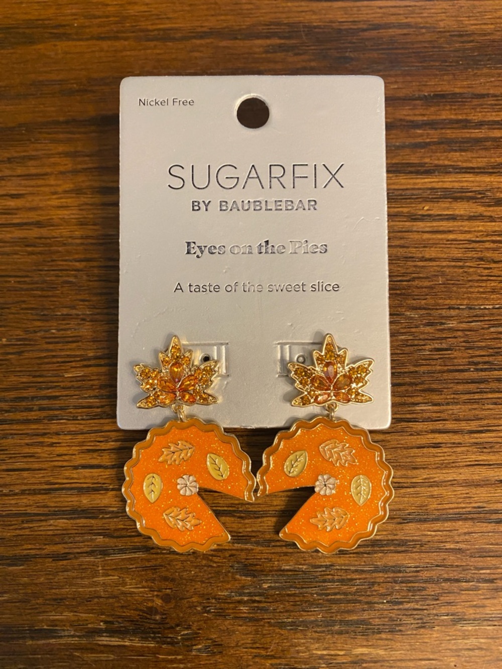 BaubleBar Orange Maple Leaf Pie Dangle Earrings
